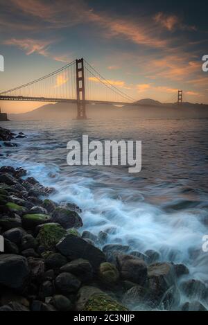 Beautiful moment of the nature and architecture at Golden Gate bridge , San Francisco Stock Photo