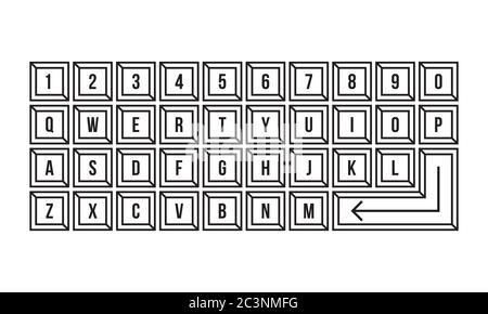 lines qwerty keyboard design vector on white background Stock Vector