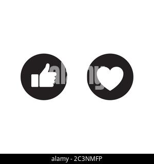 thumb like and heart icon button isolated on white background Stock Vector