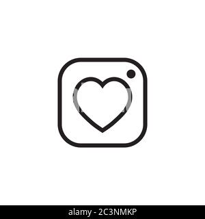 lines heart shape camera icon design flat vector illustration Stock Vector