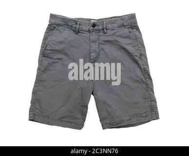 Gray shorts isolated on white background, top view Stock Photo
