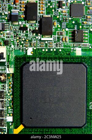 Closeup shot of an electronic circuit board Stock Photo