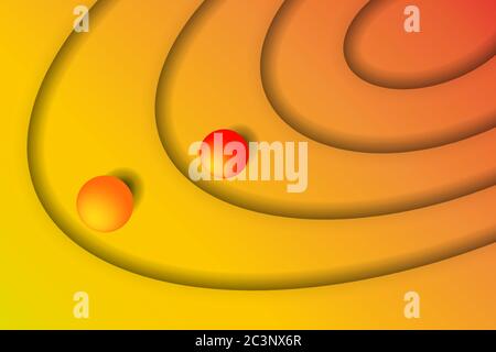 Abstract Yellow Red 3D Paper Cut Shapes Background Stock Vector