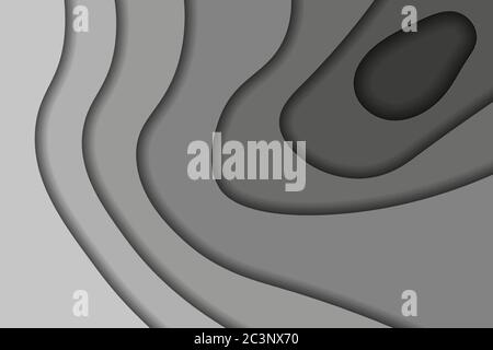 Abstract Black White 3D Paper Cut Shapes Background Stock Vector