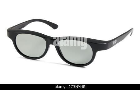 Black 3D polarized glasses, isolated on white background Stock Photo