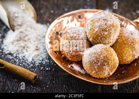 Brazilian rain cookie. Small sweet served in the afternoons, as an afternoon coffee. Made of cinnamon and refined sugar. Called in Brazil 'bolinho de Stock Photo