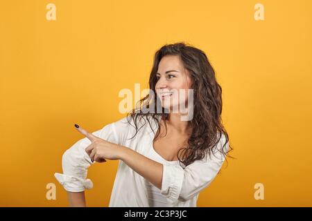 Hand pointer with forefinger pointing forward. Index finger to show direction Stock Photo