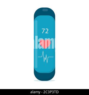 Fitness bracelet for measuring the pulse and counting steps on the white background. Vector illustration in flat style Stock Vector