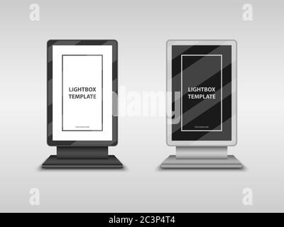 Lightbox, city format billboard, totem sign mockup template, vector illustration Stock Vector