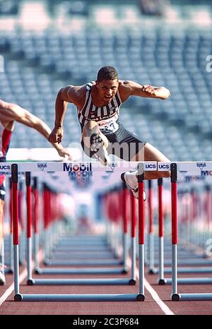 Dan O'Brien (USA) competing in the  decathlon at the 1996 US Olympic Track and Field Team Trials Stock Photo