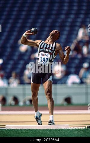 Dan O'Brien (USA) competing in the  decathlon at the 1996 US Olympic Track and Field Team Trials Stock Photo