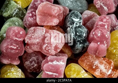 Pile of coloured jelly baby candies and sugar Stock Photo