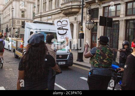 London UK 21 June 2020 A Man  drove into  Black Lives Matter Protesters injuring one person. He was arrested  near the scene after being stoped by police. Credit: Thabo Jaiyesimi/Alamy Live News