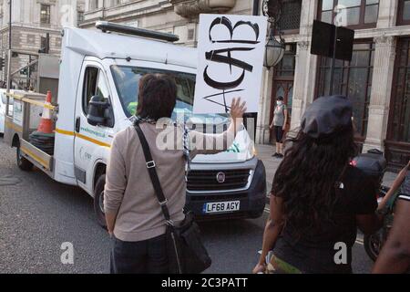 London UK 21 June 2020 A Man  drove into  Black Lives Matter Protesters injuring one person. He was arrested  near the scene after being stoped by police. Credit: Thabo Jaiyesimi/Alamy Live News