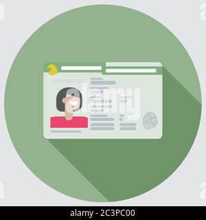 American Green Card flat icon with long shadow Stock Vector