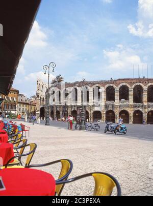 Verona Arena, Piazza Bra, Verona, Verona Province, Veneto Region, Italy Stock Photo