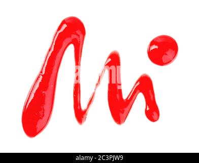 Raspberry jam drizzle isolated on white background. Top view. Stock Photo
