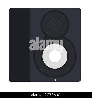 Speaker with two dynamic that produces sound waves Musician vector icon flat isolated illustration. Stock Vector
