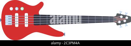 Red electronic guitar vector icon flat isolated illustration Stock Vector