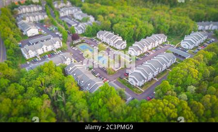 Aerial View of neighborhood house of Manchester Connecticut Stock Photo