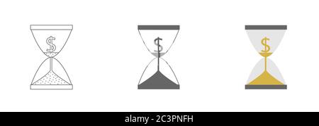 Hourglass with dollar sign vector icons Stock Vector