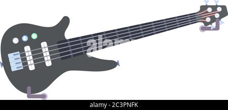 Black bass guitar vector icon flat isolated illustration Stock Vector