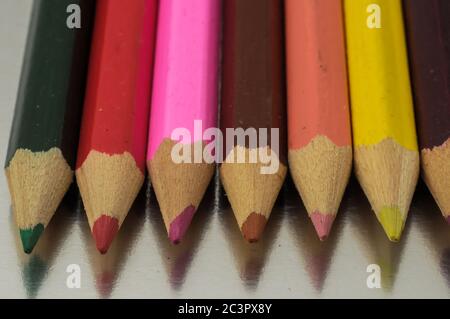 New Pencils Textured Set on a Colored Background Stock Photo