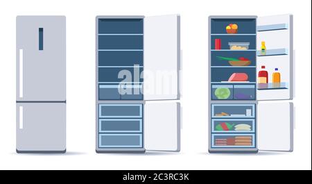 Flat refrigerators set Stock Vector