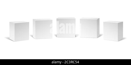Realistic white cubes Stock Vector