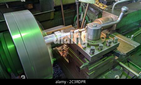 machine tool in metal factory with drilling cnc machines. Stock Photo