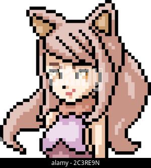 Download Pixel Art Anime Girl Face Wallpaper | Wallpapers.com