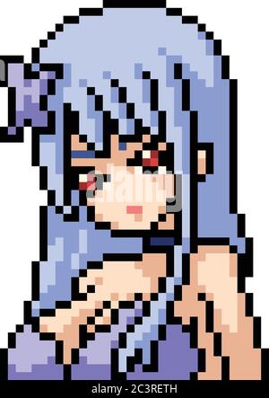 Vector Pixel Art Anime Girl Isolated Cartoon Stock Illustration - Download  Image Now - Girls, Pixelated, Human Face - iStock