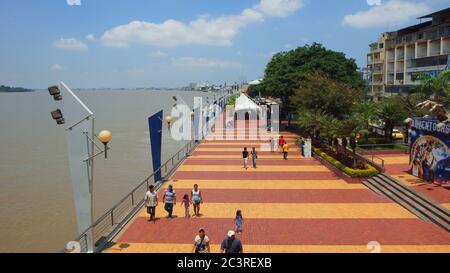 Guayaquil, Guayas / Ecuador - September 4 2016: People walking on the Malecon 2000 along the river Guayas. This is a project of urban regeneration of Stock Photo