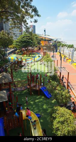 Guayaquil, Guayas / Ecuador - September 4 2016: Children playing in the Malecón 2000 facilities. This is a project of urban regeneration of the old Ma Stock Photo