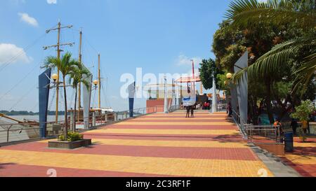 Guayaquil, Guayas / Ecuador - September 4 2016: People walking on the Malecon 2000. This is a project of urban regeneration of the old Malecon Simon B Stock Photo