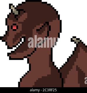 vector pixel art demon isolated cartoon Stock Vector