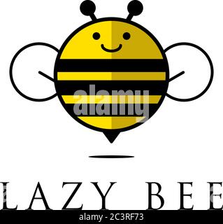 lazy bee logo design, cute animal logo inspiration Stock Vector