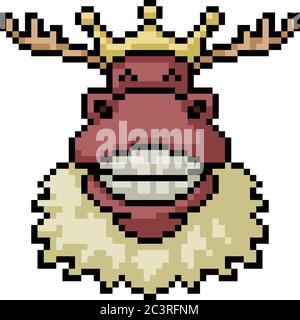 vector pixel art royal deer isolated cartoon Stock Vector