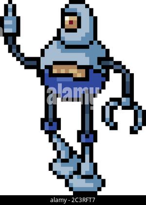 vector pixel art robot isolated cartoon Stock Vector