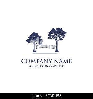 Nature Tree Bridge logo idea, modern and creative logo stock Stock Vector
