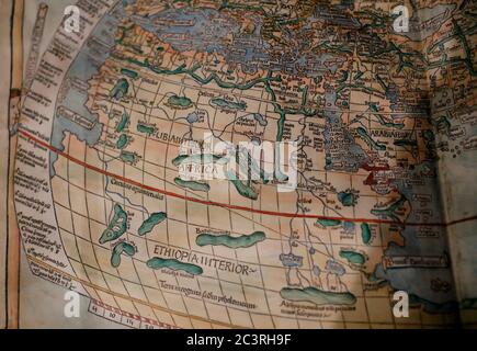 Vintage map of Africa in Galileo Museum, Florence, Italy Stock Photo