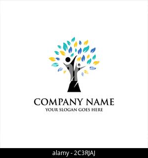 human Tree logo design, people healthy logo template Stock Vector