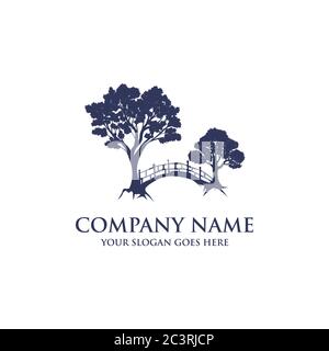 Nature Tree Bridge logo idea, modern and creative logo stock Stock Vector