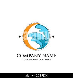 moon beach logo design, creative travel logo inspiration Stock Vector