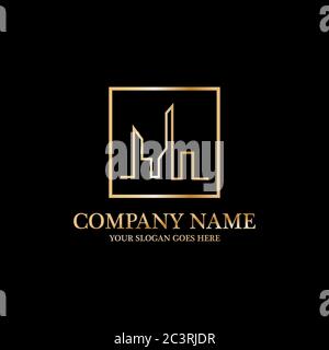luxury apartment logo idea, line art building logo template Stock Vector