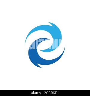 curves circles blue waves rotation simple logo vector Stock Vector
