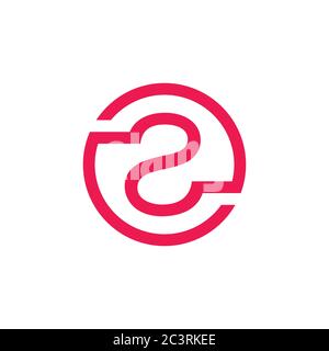 number two circle linked linear logo vector Stock Vector