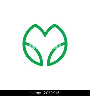letter m simple geometric line leaf logo Stock Vector