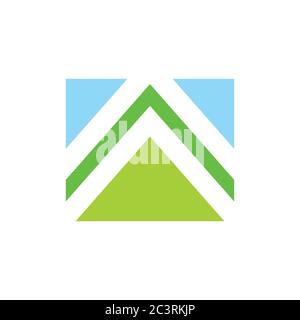 triangle green mountain geometric abstarct logo Stock Vector