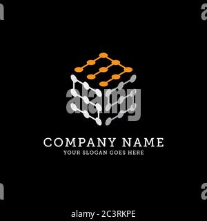 SMS hexagonal logo template, connection logo vector, It is good for your company, corporate Stock Vector